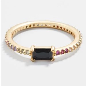 BaubleBar black stone rainbow band ring
